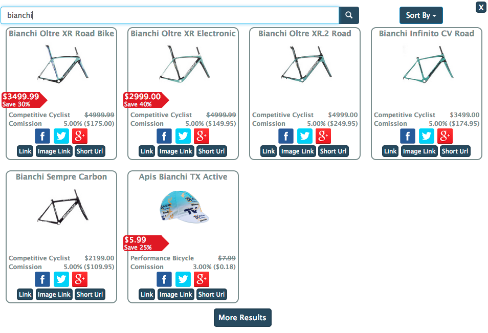 SnapLinker search interface